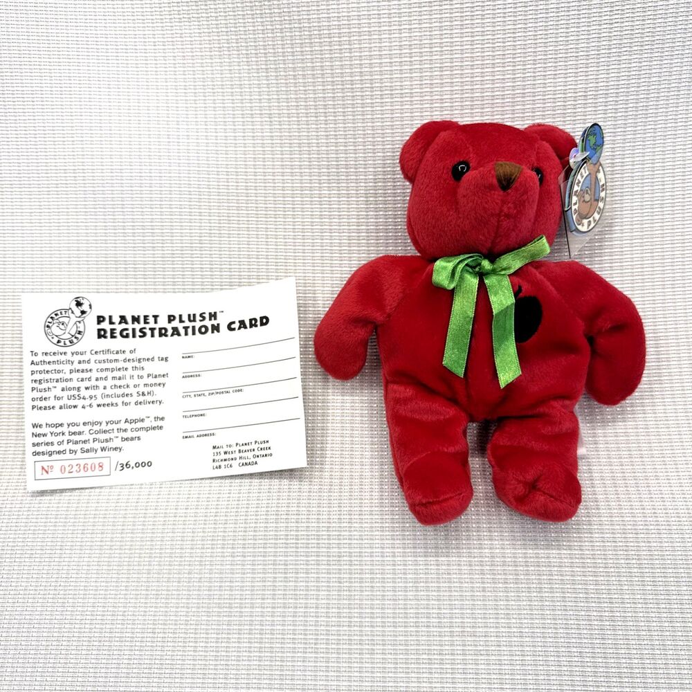 Vintage 1998 Planet Plush Apple Bear The Big Apple/New York Bear Sally Winey